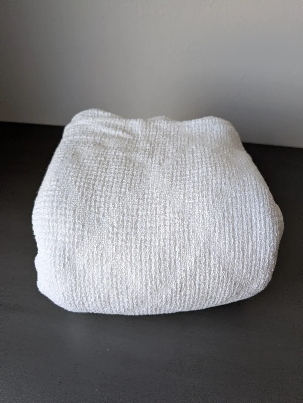 White Cotton Queen Blanket 92x88 Textured Woven 100% Cotton Made in USA Stretch